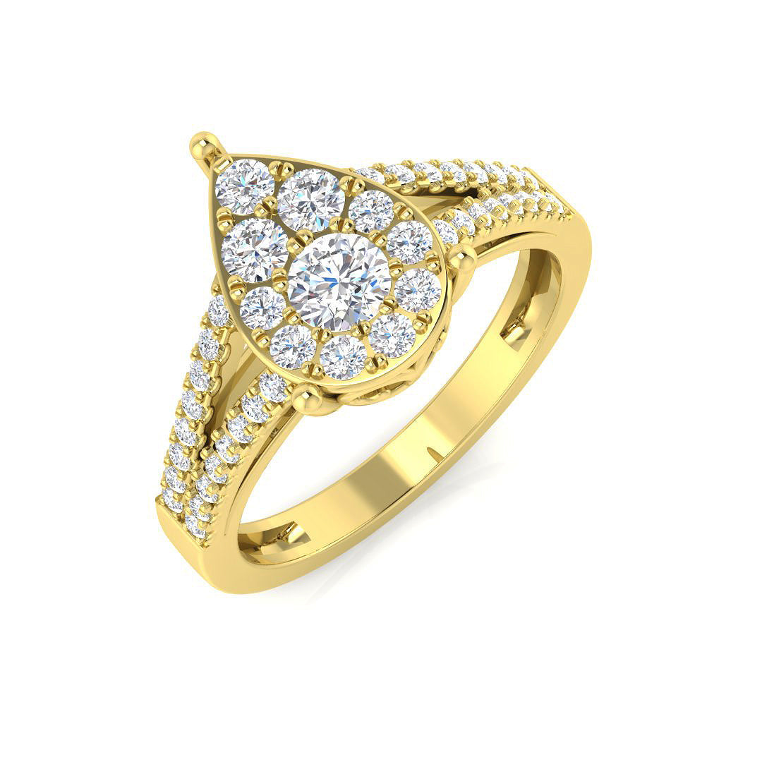 Cluster Diamond Ring 0.61ct – XYR11921 – 18k Yellow Gold