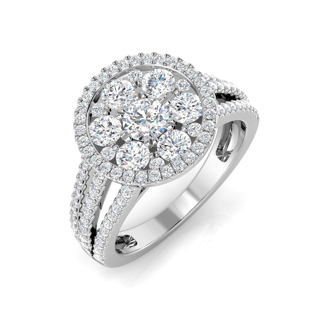 Cluster Diamond Ring 1.35ct – XYR12032 – 18k White Gold