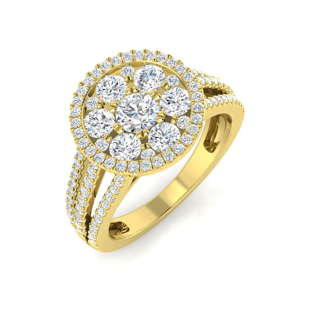 Cluster Diamond Ring 1.35ct – XYR12032 – 18k Yellow Gold