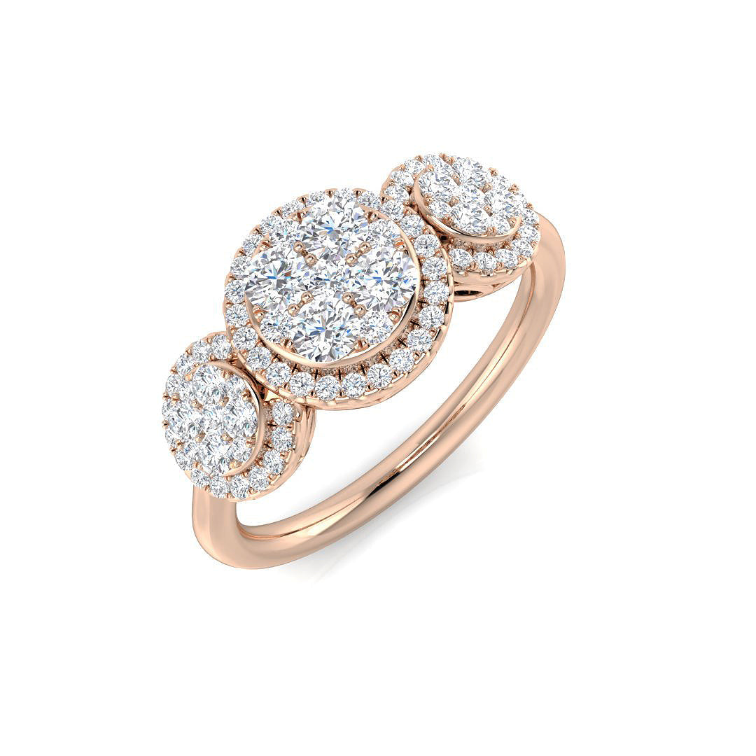 Three Stone Diamond Ring 0.47ct–0.99ct – SL8431 – 18k Rose Gold