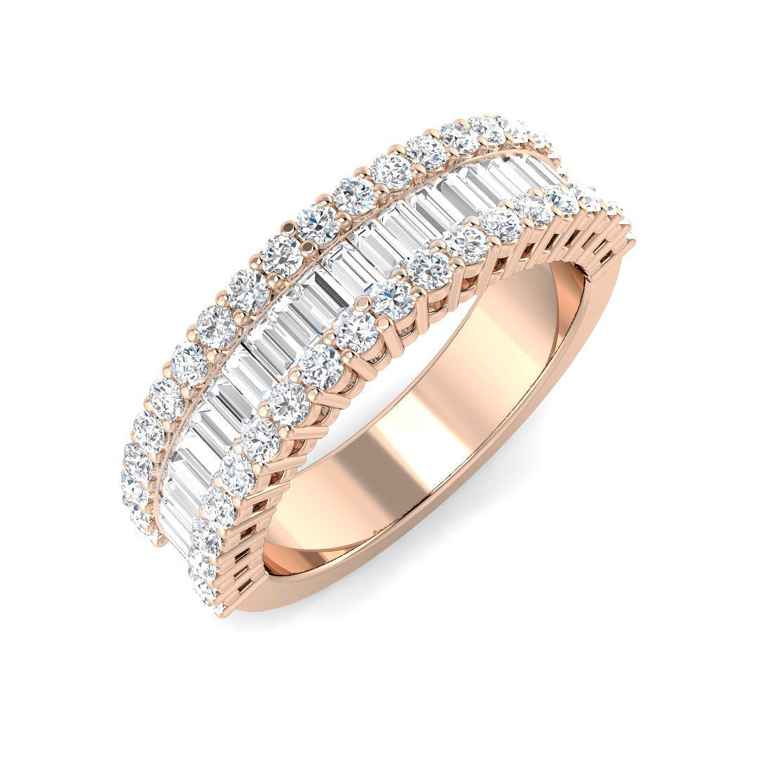 Baguette & Brilliant Diamond Ring 1.16ct–3.32ct – SL4183 – 18k Rose Gold