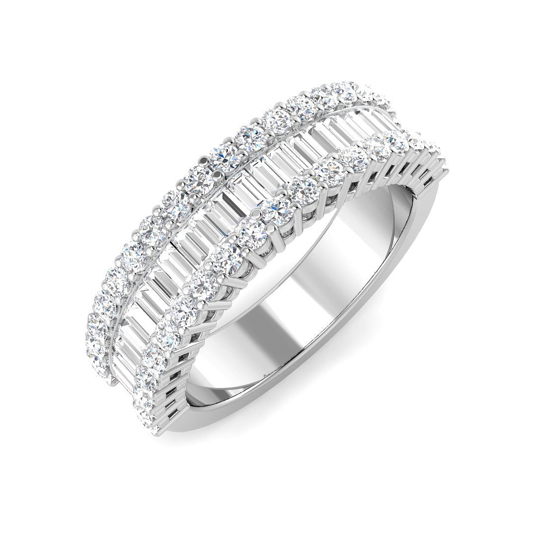 Baguette & Brilliant Diamond Ring 1.16ct–3.32ct – SL4183 – 18k White Gold