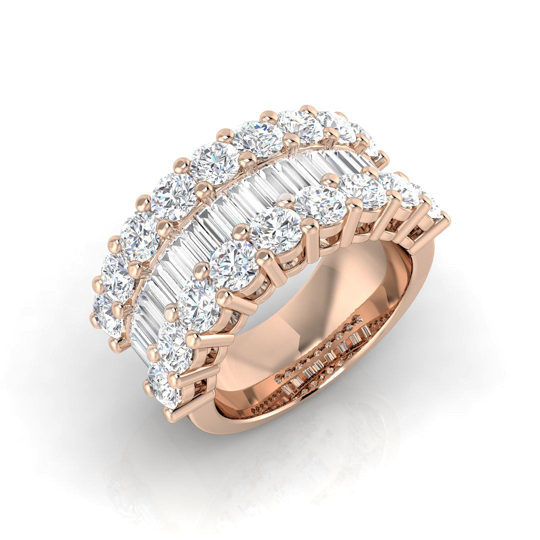 Baguette & Brilliant Diamond Ring 1.16ct–3.32ct – SL4183 – 18k Rose Gold