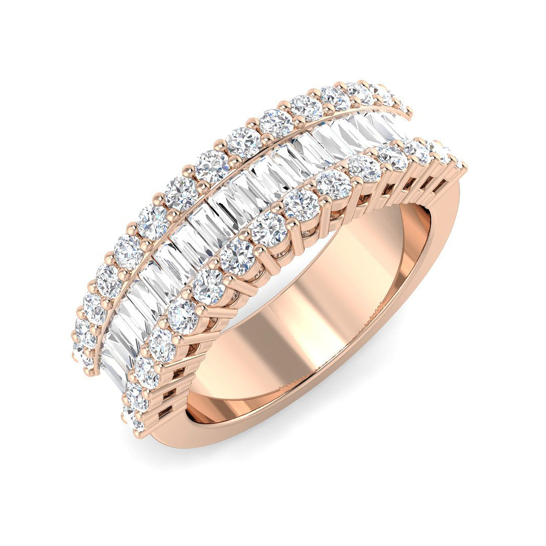 Baguette & Brilliant Diamond Ring 1.16ct–3.32ct – SL4183 – 18k Rose Gold