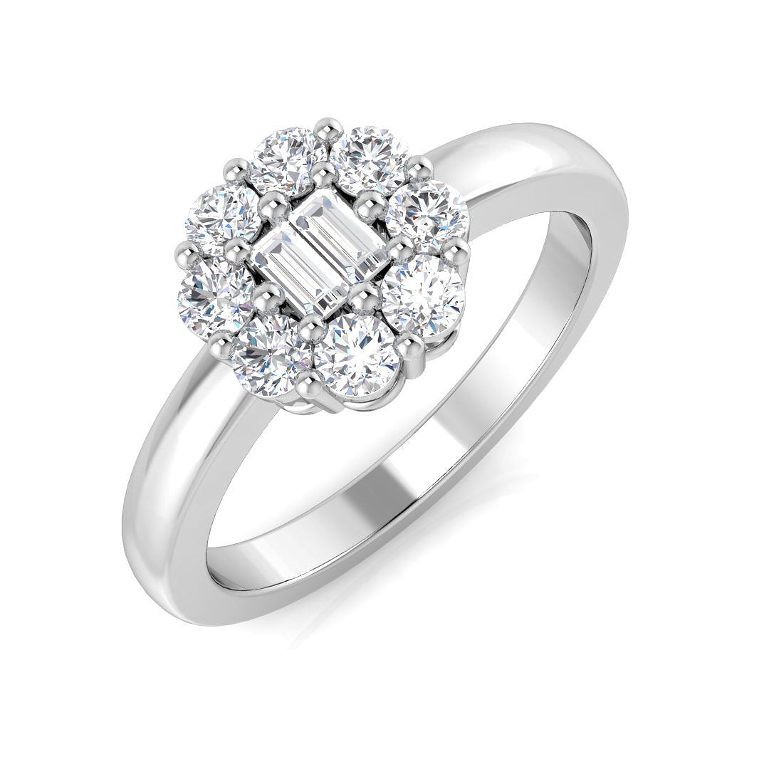 Baguette & Brilliant Diamond Ring 0.51ct – XYR5801 – 18k White Gold