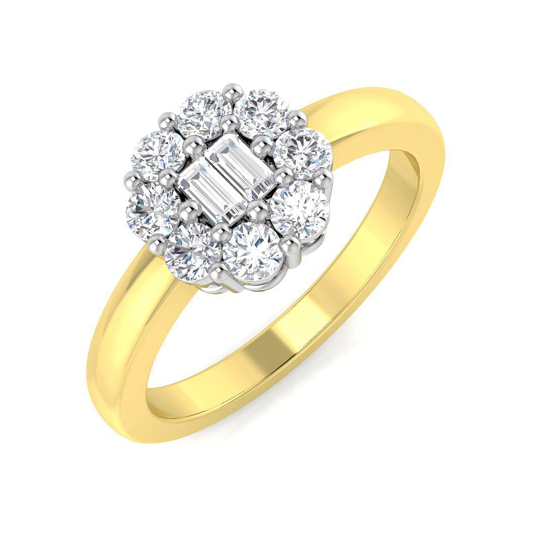 Baguette & Brilliant Diamond Ring 0.51ct – XYR5801 – 18k Yellow Gold