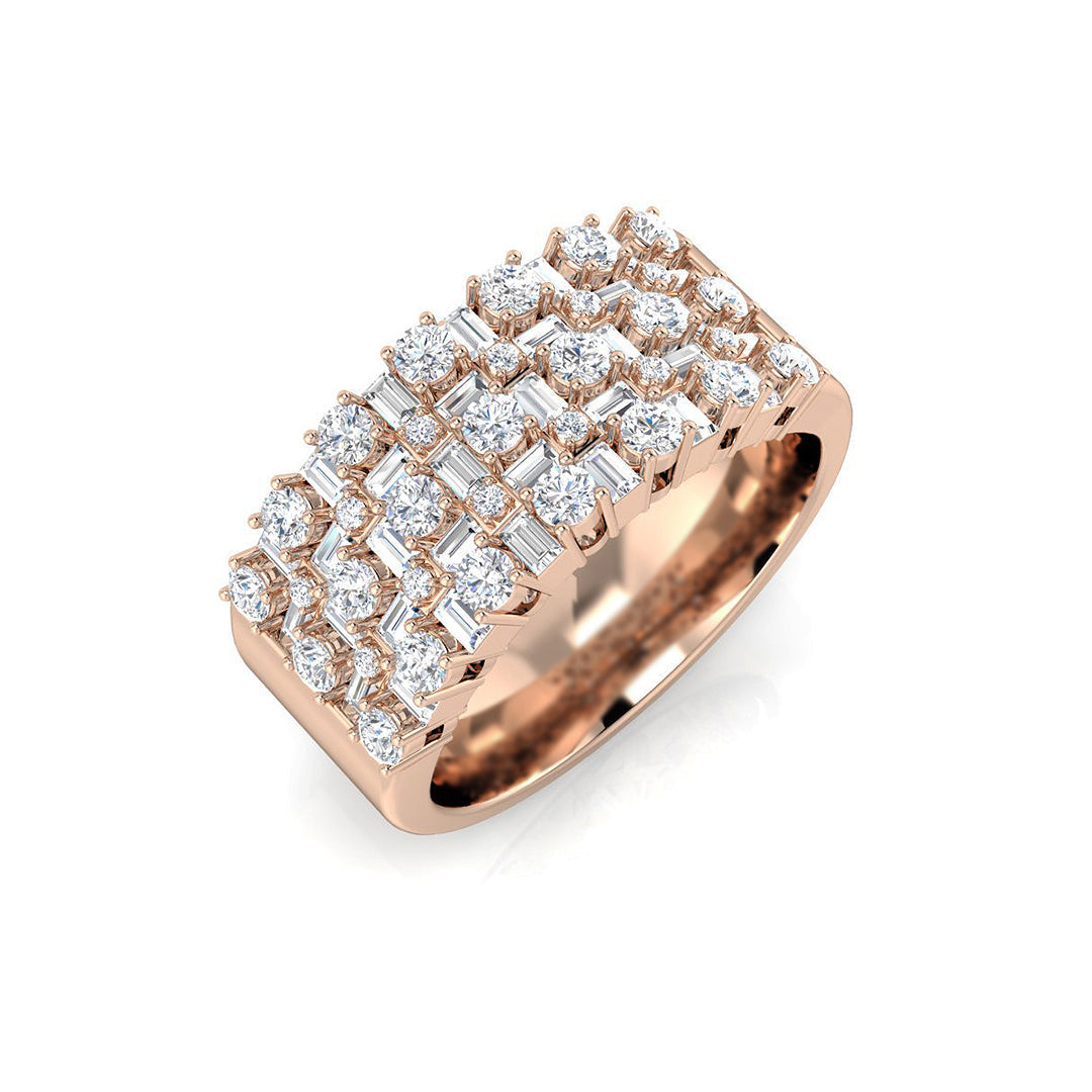 Baguette & Brilliant Diamond Ring 1.54ct–1.77ct – XYR6079 – 18k Rose Gold