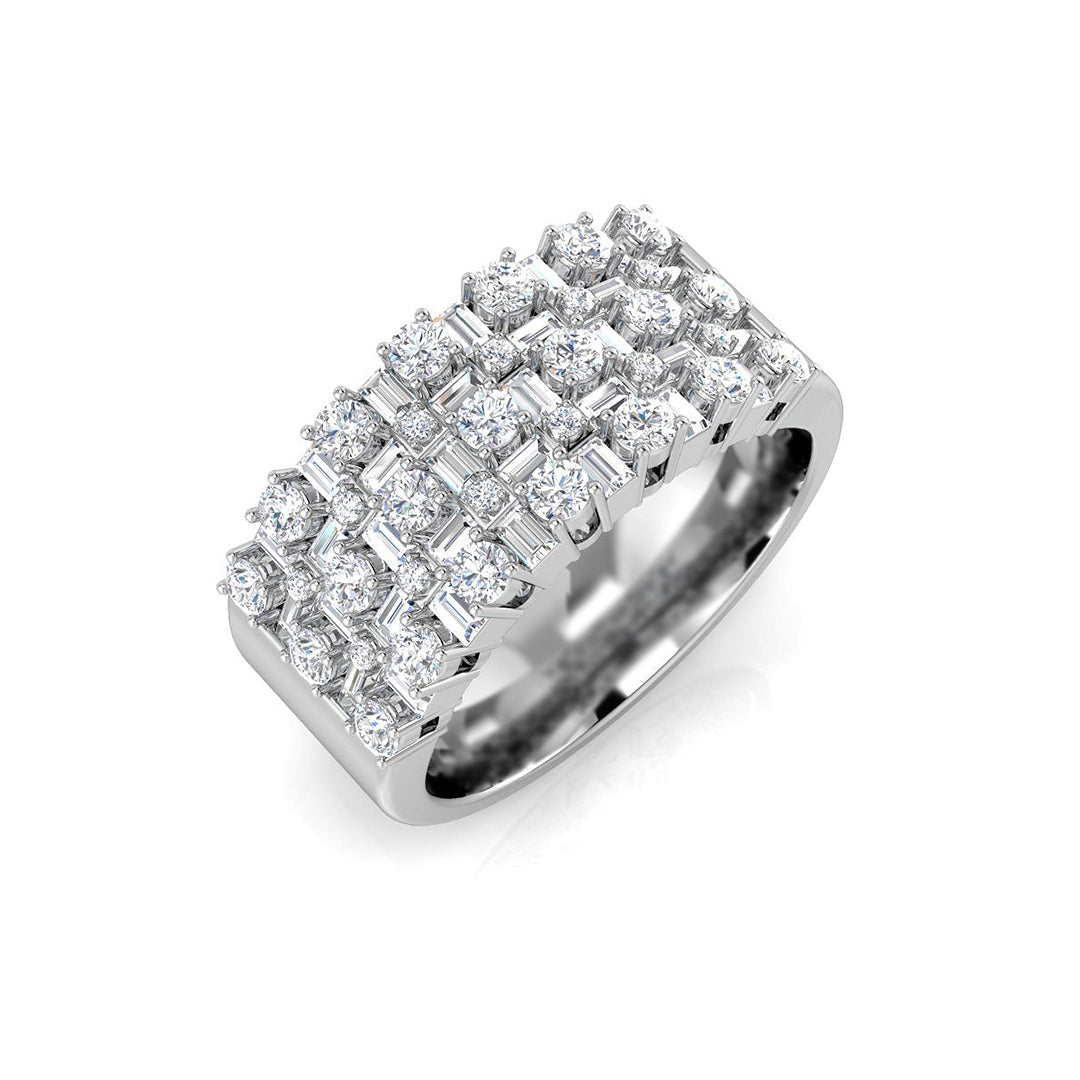 Baguette & Brilliant Diamond Ring 1.54ct–1.77ct – XYR6079 – 18k White Gold