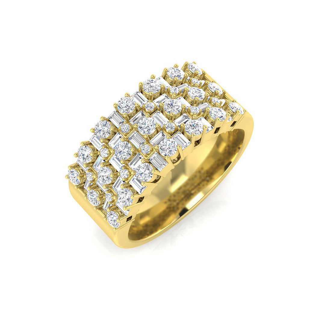 Baguette & Brilliant Diamond Ring 1.54ct–1.77ct – XYR6079 – 18k Yellow Gold