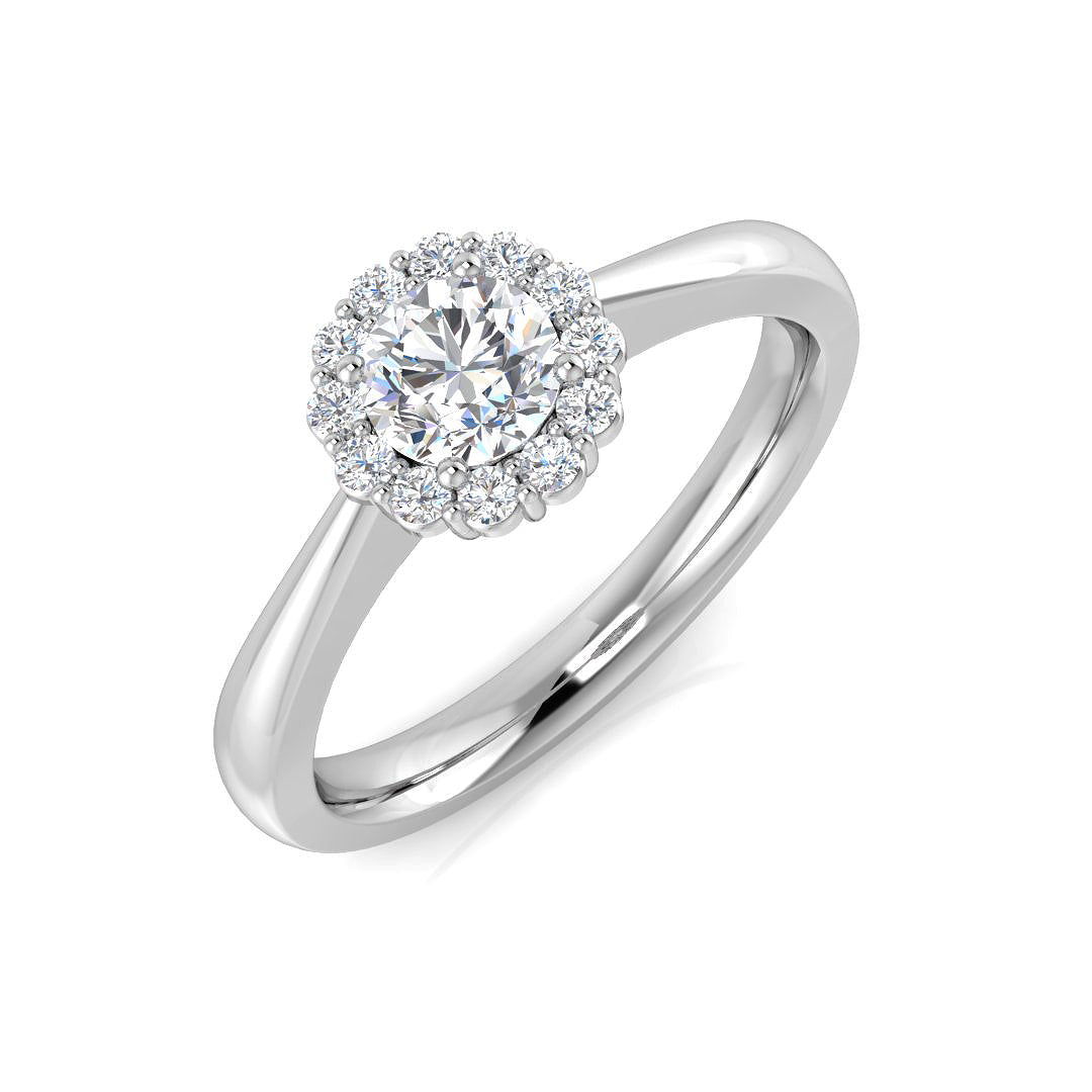 Halo Diamond Ring 0.54ct – XYR6182 – 18k White Gold