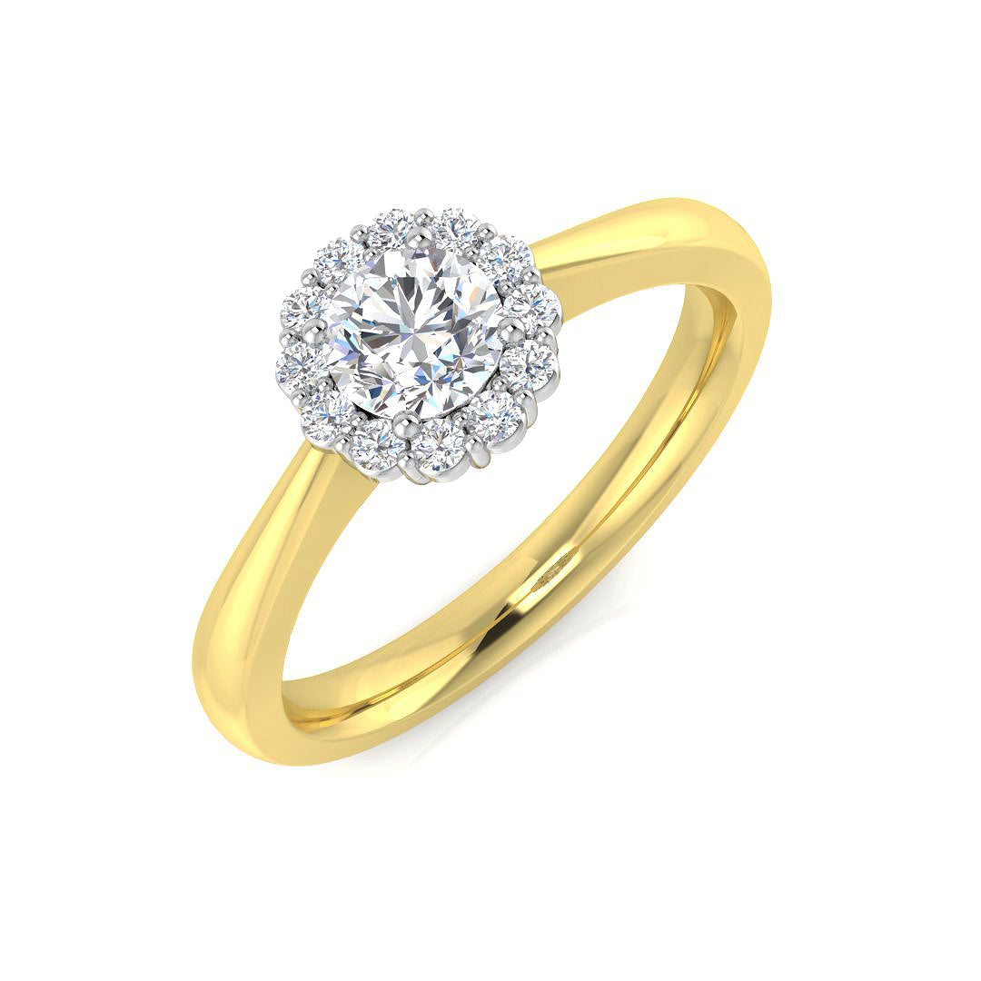 Halo Diamond Ring 0.54ct – XYR6182 – 18k Yellow Gold