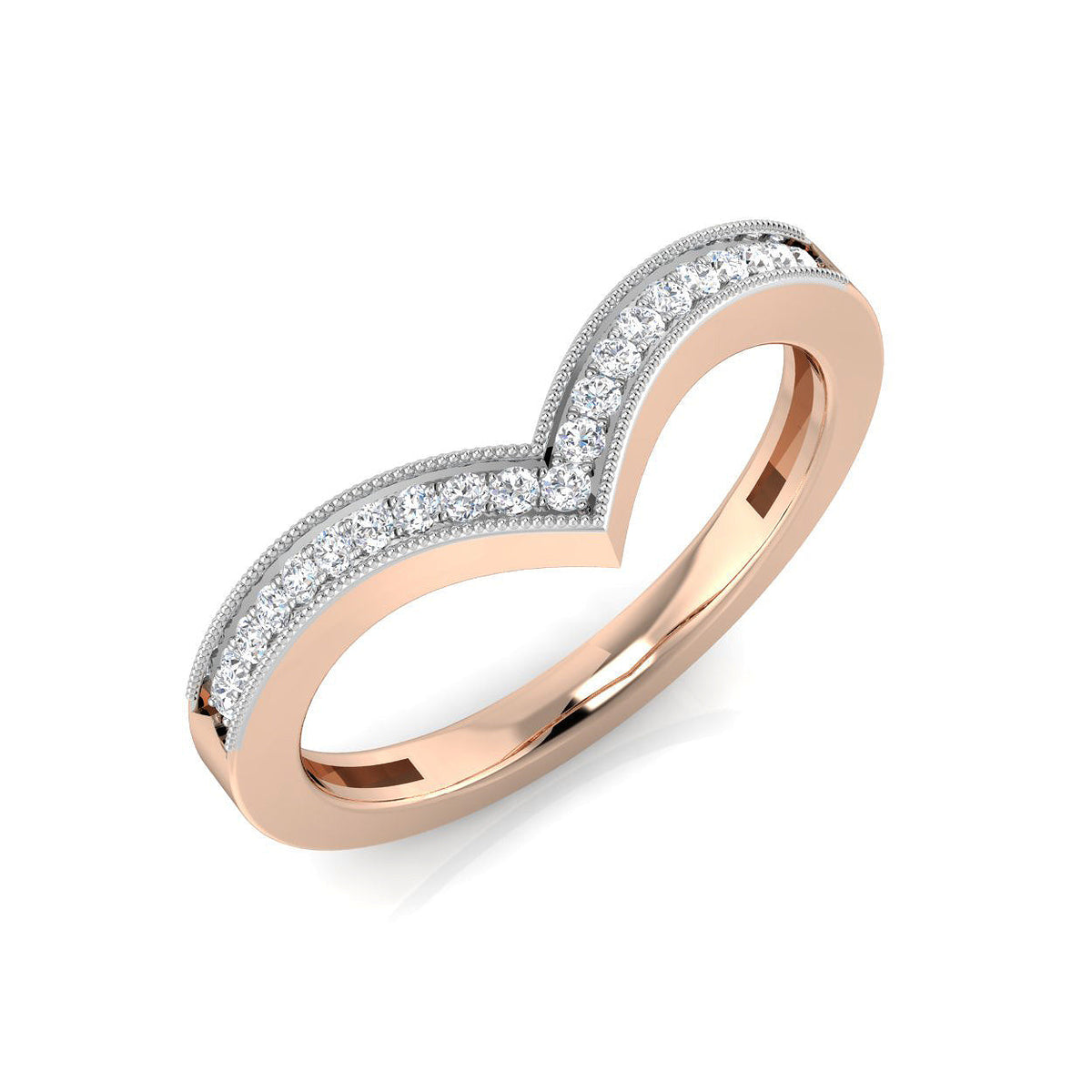 Wishbone Diamond Ring 0.1ct–0.25ct – SL7292 – 18k Rose Gold