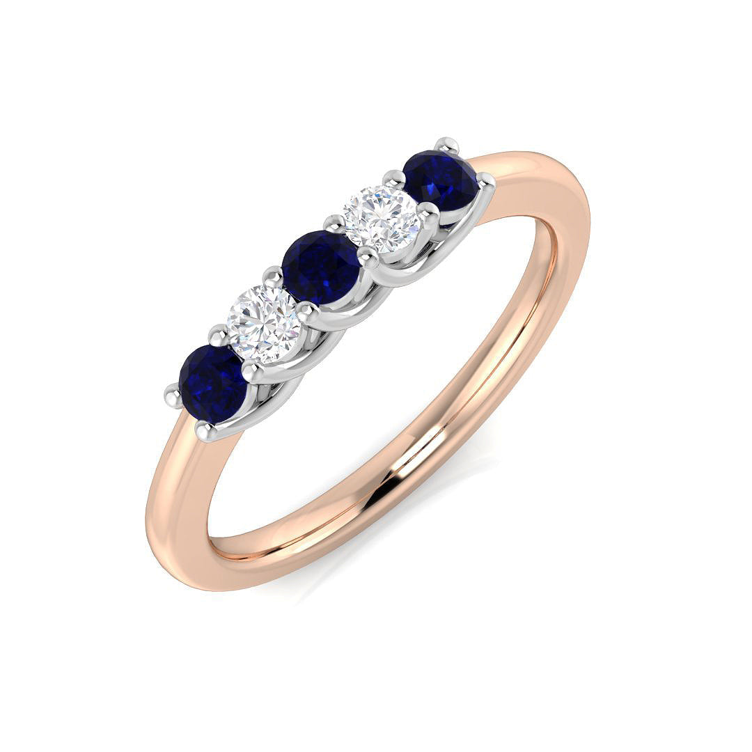 Five Stone Diamond Ring 0.31ct–0.87ct – XYR6744~BS – 18k Rose Gold