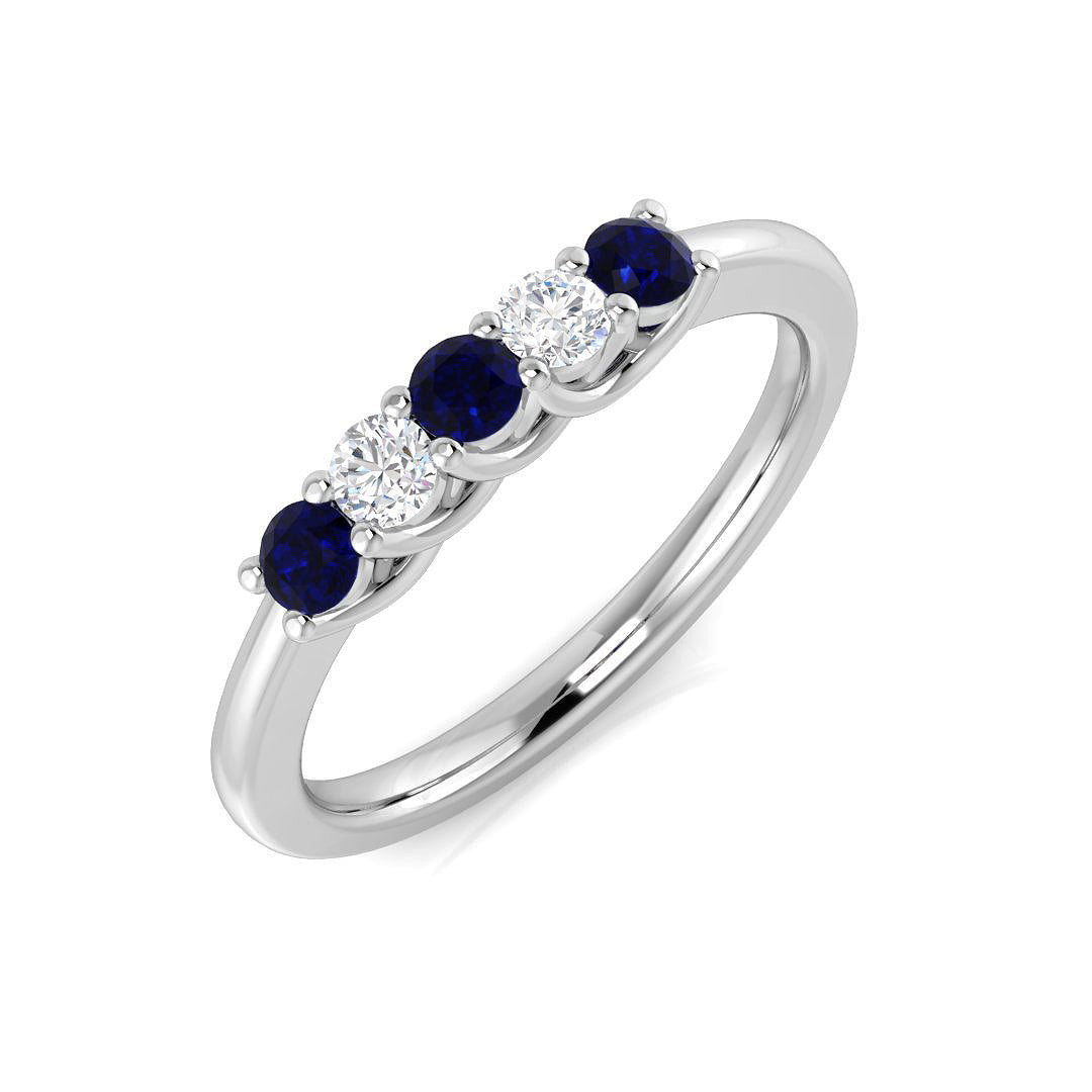 Five Stone Diamond Ring 0.31ct–0.87ct – XYR6744~BS – 18k White Gold