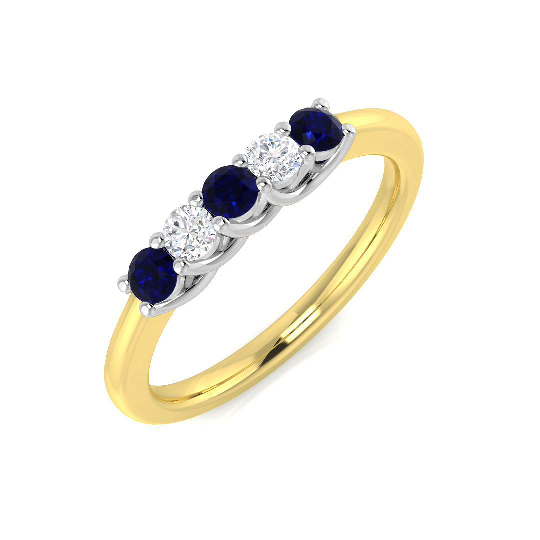 Five Stone Diamond Ring 0.31ct–0.87ct – XYR6744~BS – 18k Yellow Gold