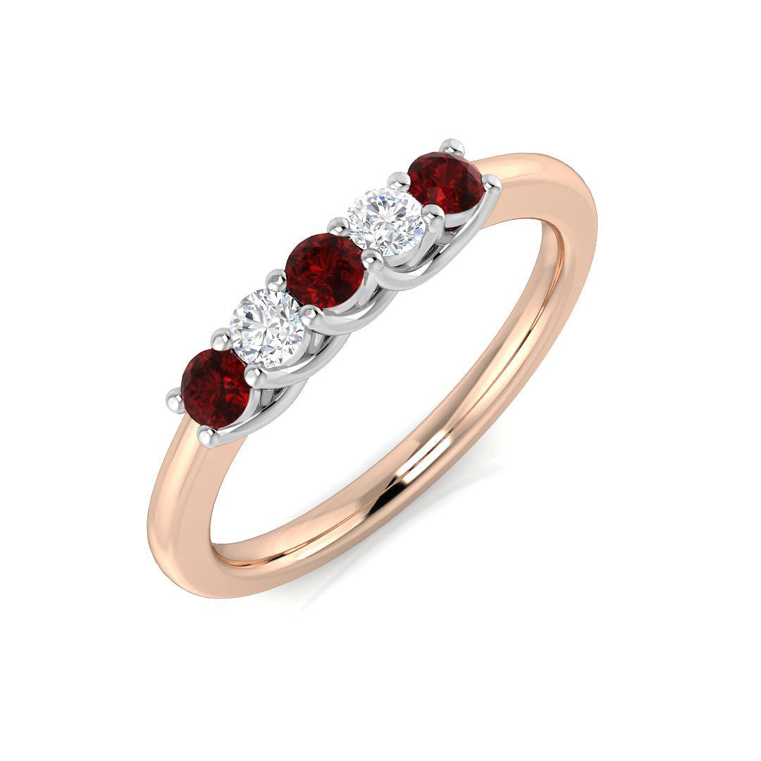 Five Stone Diamond Ring 0.37ct–0.93ct – XYR6744~RY – 18k Rose Gold