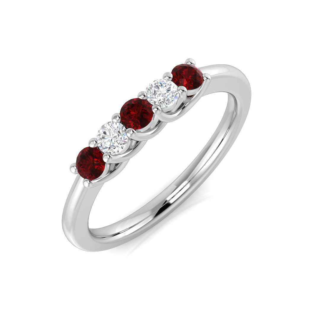 Five Stone Diamond Ring 0.37ct–0.93ct – XYR6744~RY – 18k White Gold