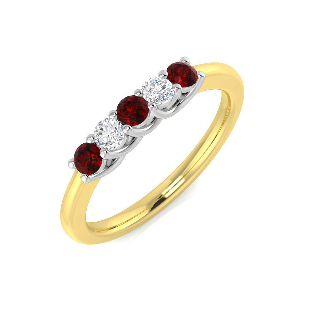 Five Stone Diamond Ring 0.37ct–0.93ct – XYR6744~RY – 18k Yellow Gold