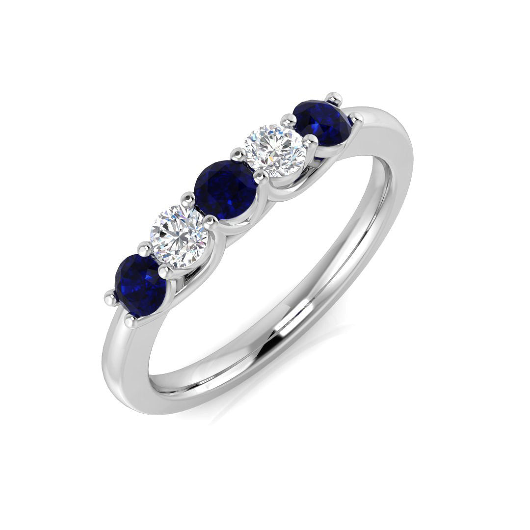 Five Stone Diamond Ring 0.31ct–0.87ct – XYR6744~BS – 18k White Gold