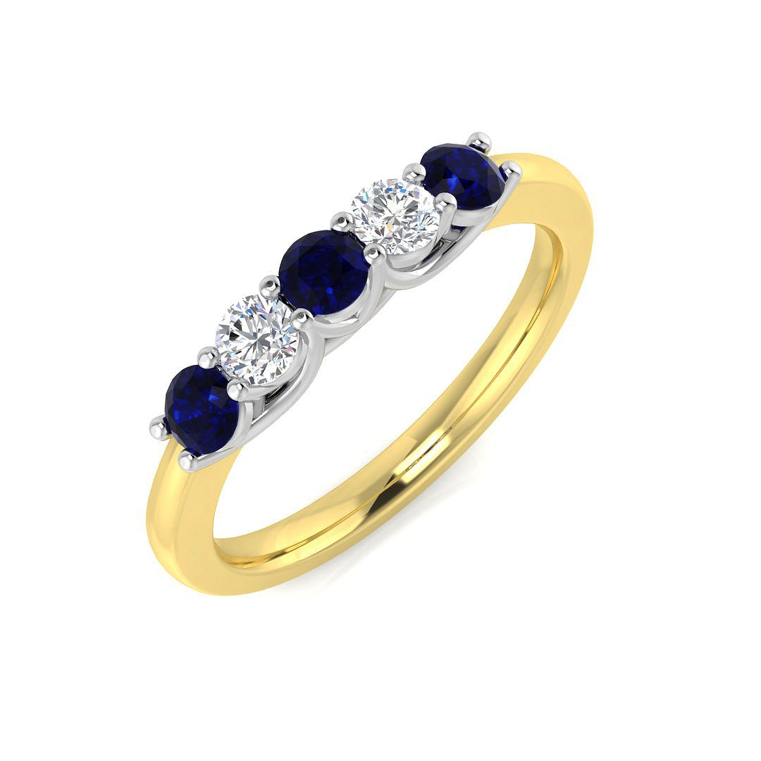 Five Stone Diamond Ring 0.31ct–0.87ct – XYR6744~BS – 18k Yellow Gold