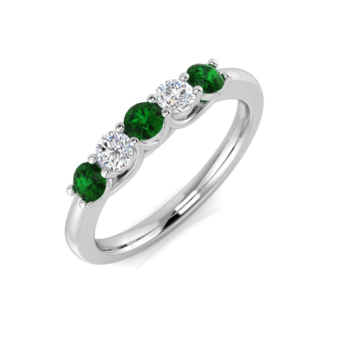 Five Stone Diamond Ring 0.48ct–1.11ct – XYR6745~EM – 18k White Gold