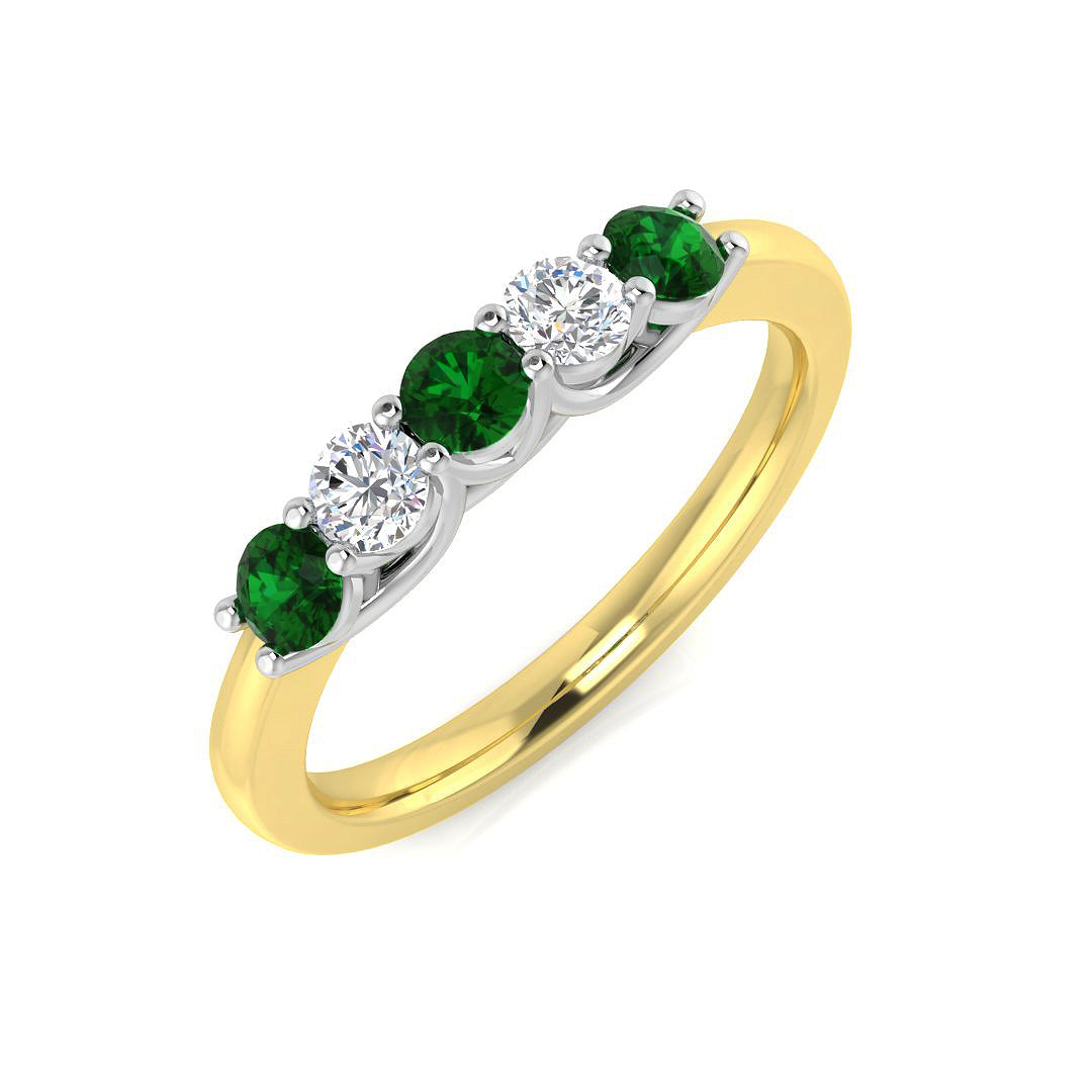 Five Stone Diamond Ring 0.48ct–1.11ct – XYR6745~EM – 18k Yellow Gold