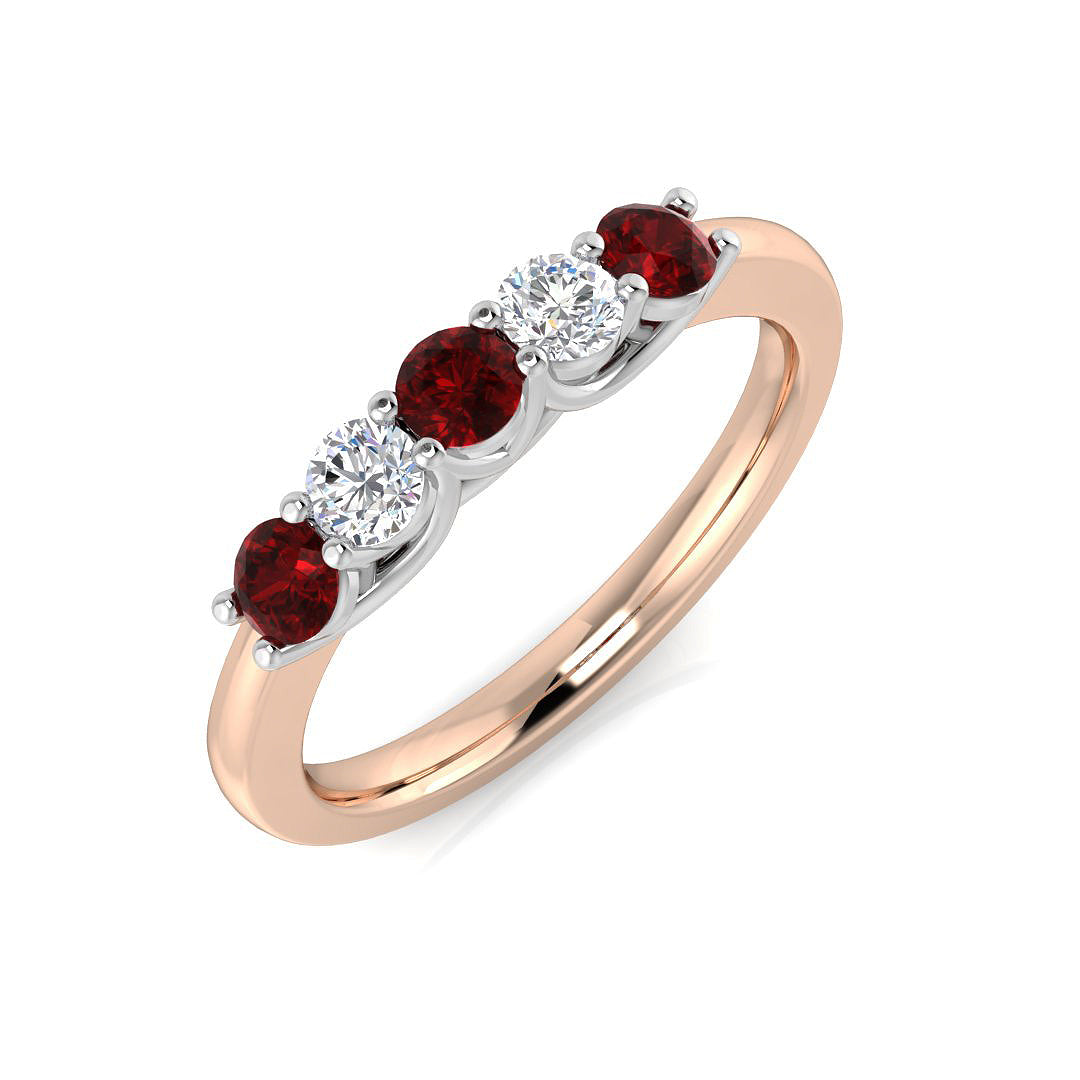 Five Stone Diamond Ring 0.37ct–0.93ct – XYR6744~RY – 18k Rose Gold