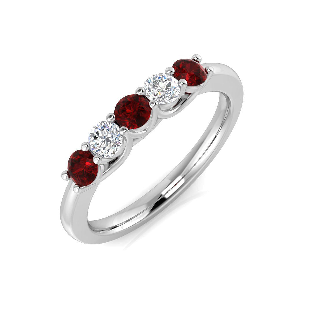 Five Stone Diamond Ring 0.37ct–0.93ct – XYR6744~RY – 18k White Gold