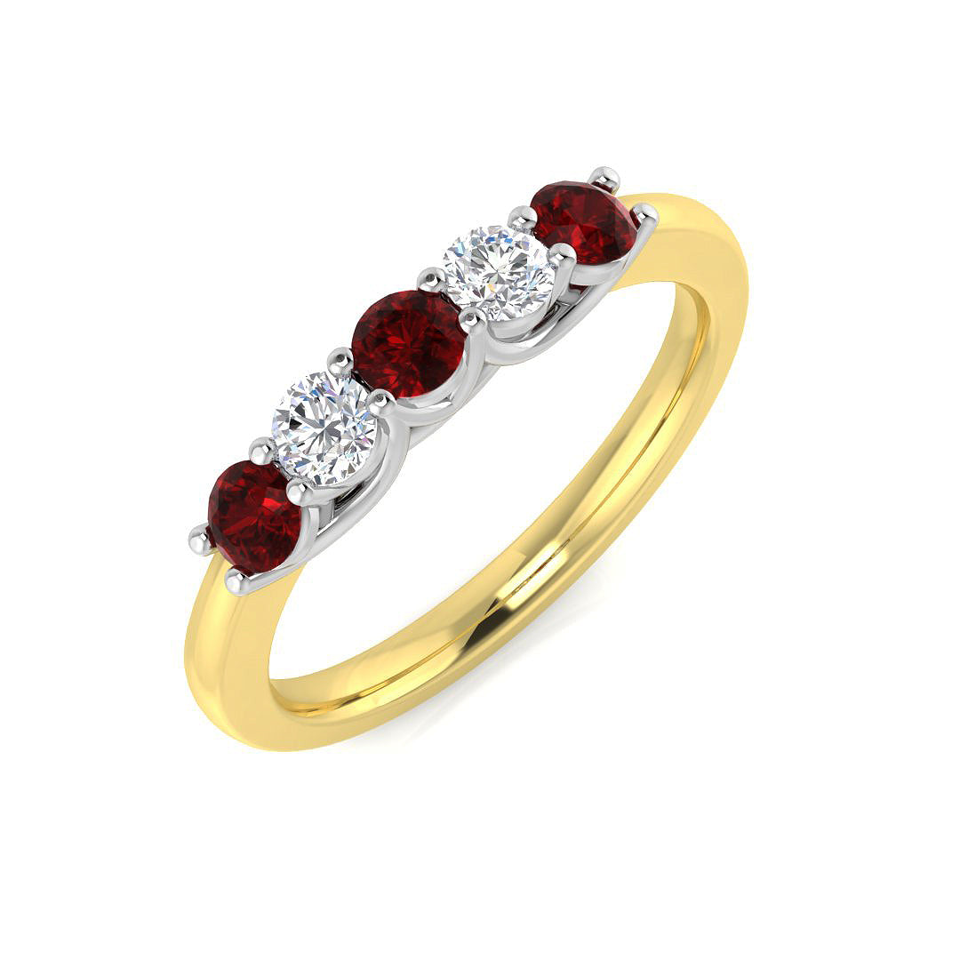 Five Stone Diamond Ring 0.37ct–0.93ct – XYR6744~RY – 18k Yellow Gold