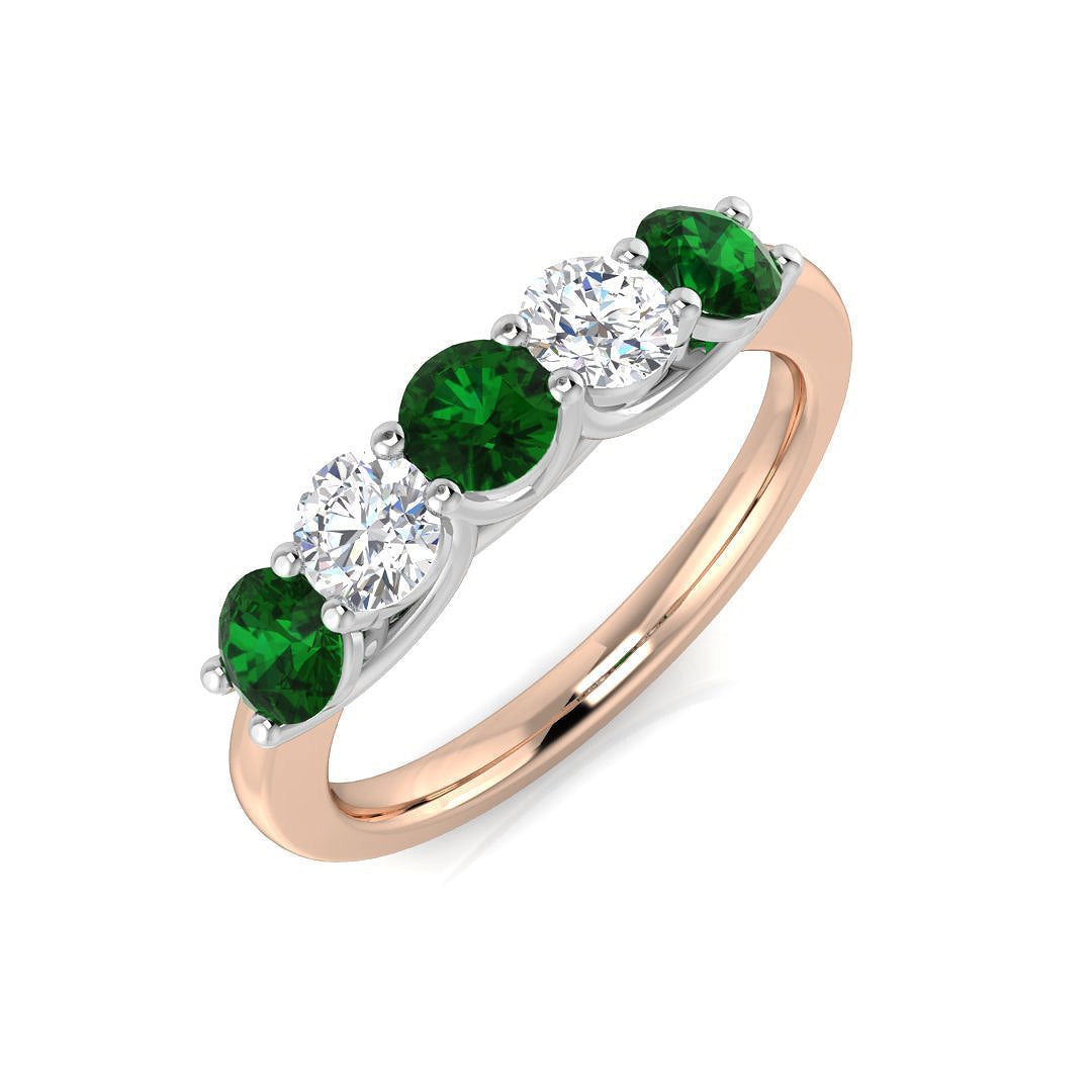 Five Stone Diamond Ring 0.48ct–1.11ct – XYR6745~EM – 18k Rose Gold