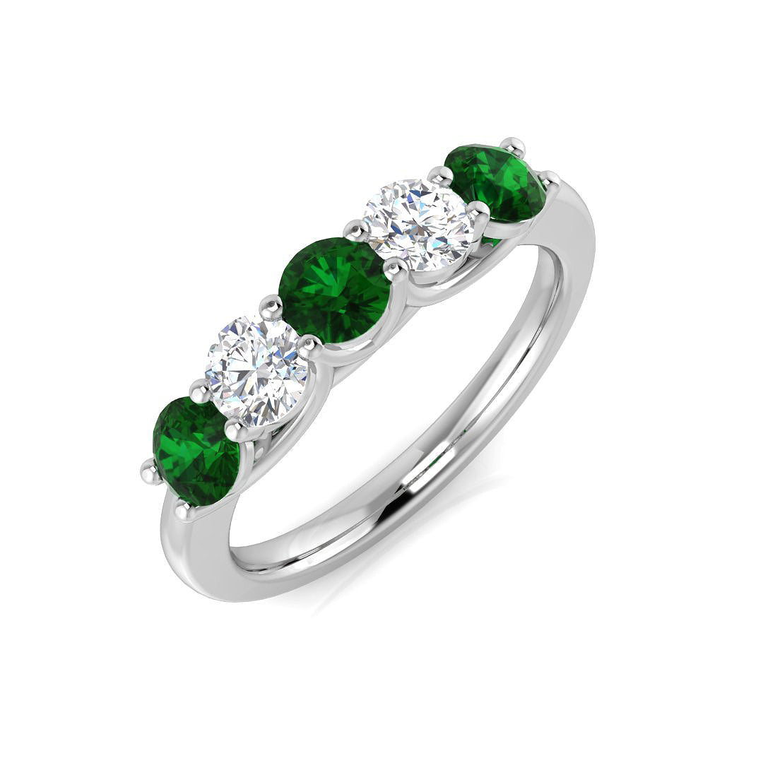 Five Stone Diamond Ring 0.48ct–1.11ct – XYR6745~EM – 18k White Gold