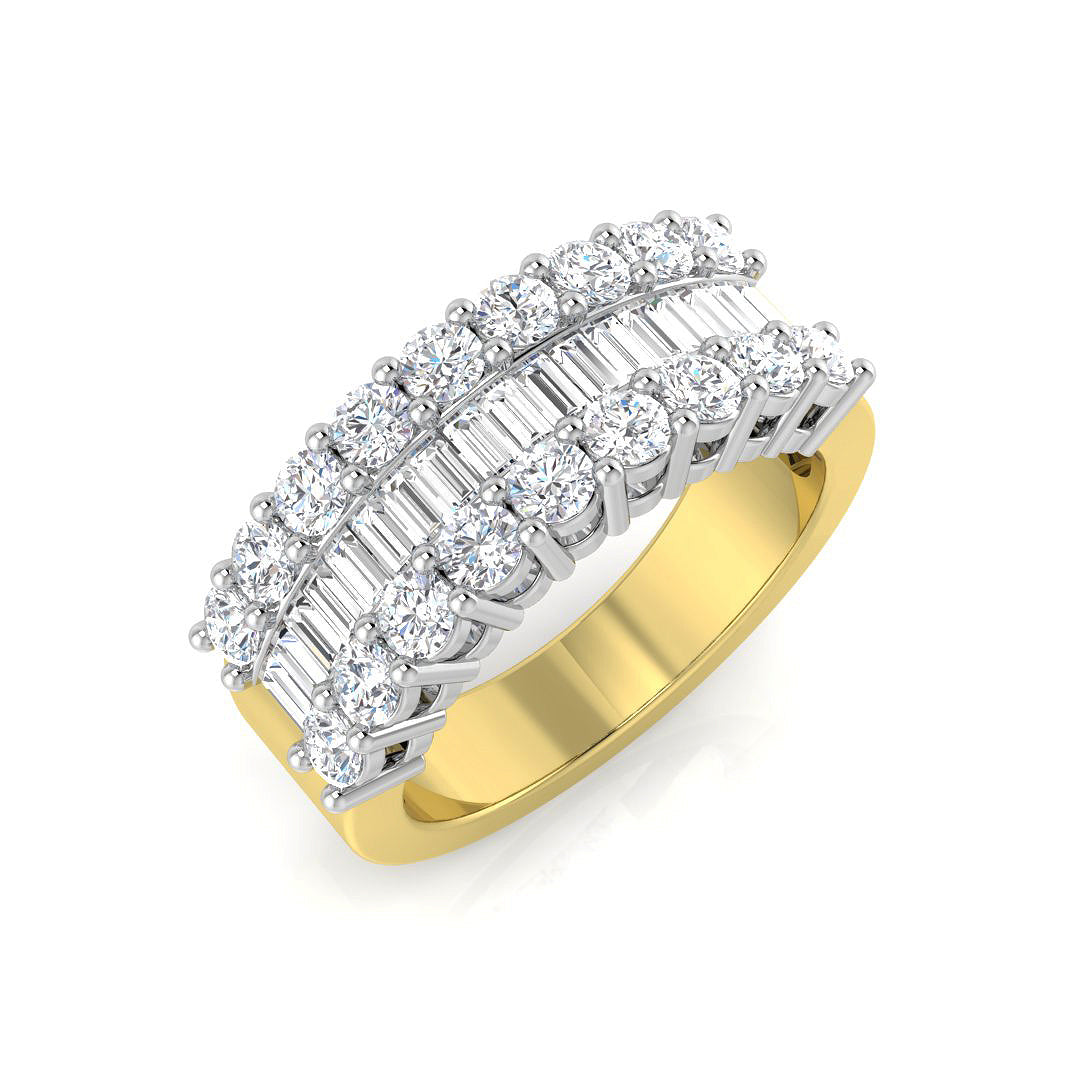 Baguette & Brilliant Diamond Ring 1.16ct–3.32ct – SL4183 – 18k Two Tone Gold