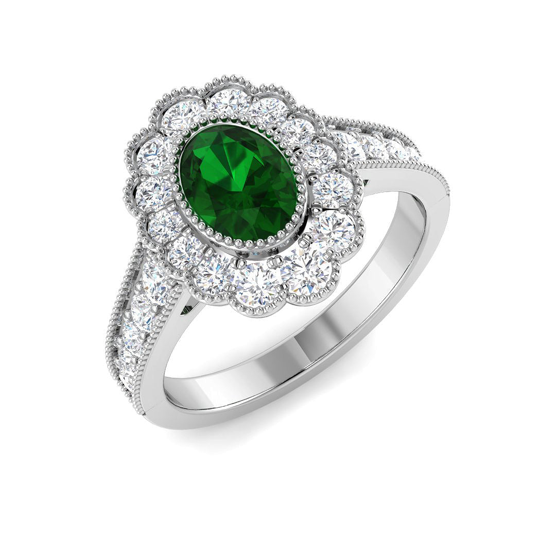 Vintage Lab-Grown Diamond Ring 1.34ct–3.06ct – SR7469~COEM – 18k White Gold