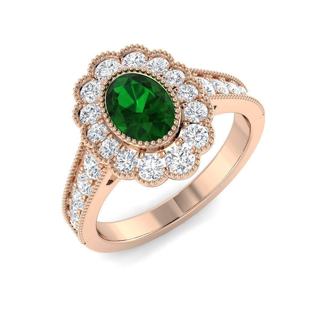 Vintage Lab-Grown Diamond Ring 1.34ct–3.06ct – SR7469~COEM – 18k Rose Gold