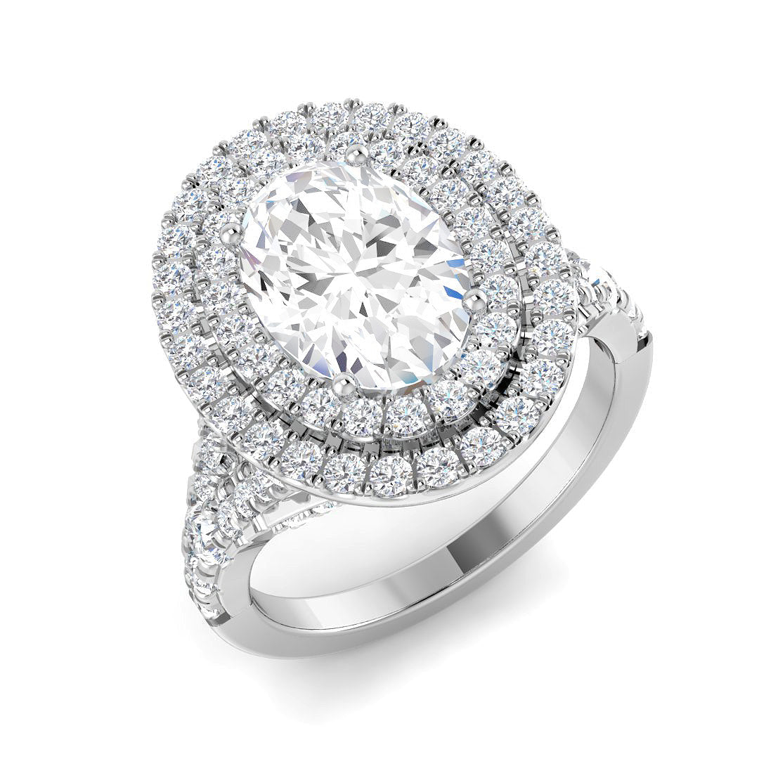 Halo Lab-Grown Diamond Ring 3.29ct–3.31ct – SR6337 – 18k White Gold