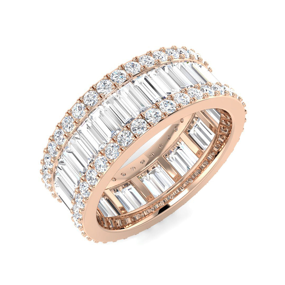 Baguette & Brilliant Diamond Ring 3.73ct–4.61ct – SL8062 – 18k Rose Gold