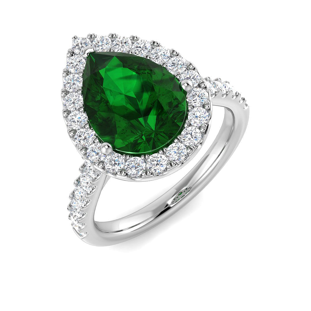 Emerald Diamond Ring 0.87ct–3.39ct – SR386~EM – 18k White Gold