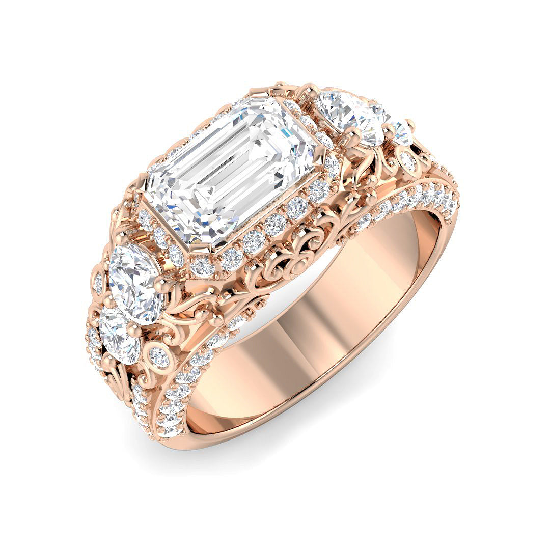 Signet Lab-Grown Diamond Ring 4.08ct–5.26ct – SR5604 – 18k Rose Gold