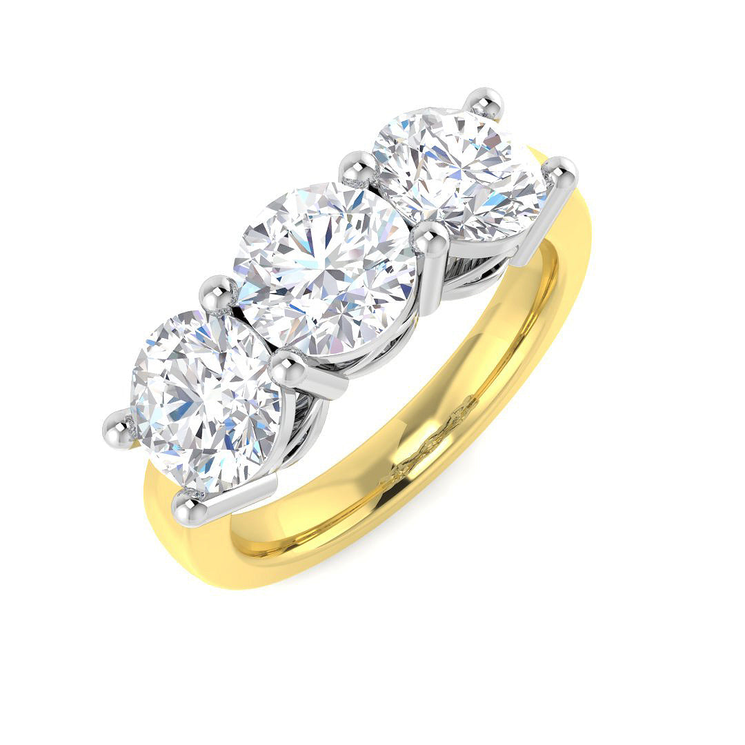 Three Stone Diamond Ring 0.57ct–3.21ct – SR4262 – 18k Yellow Gold