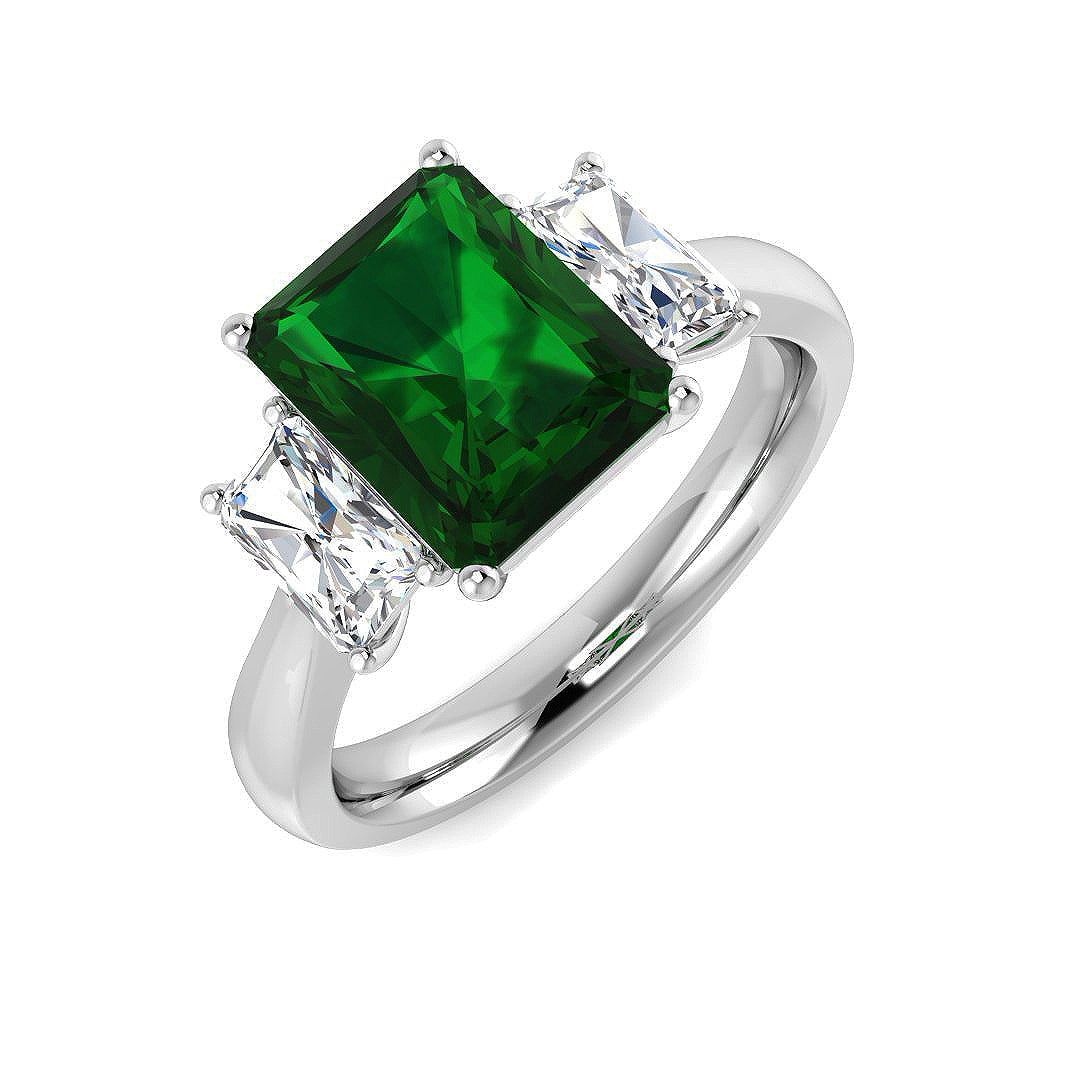 Three Stone Diamond Ring 2.19ct–3.13ct – SL9796~EM – 18k White Gold