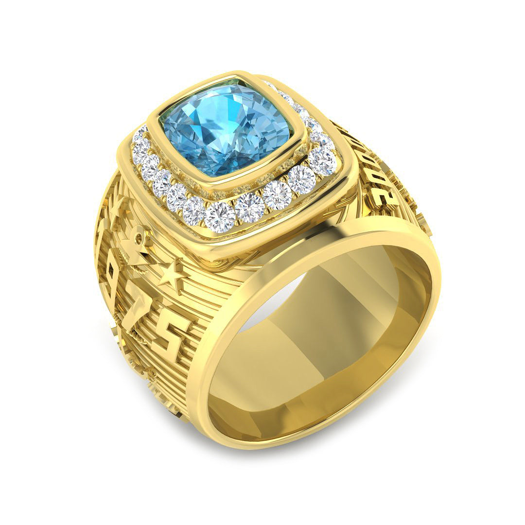 Blue Topaz Diamond Ring 4.0ct – SR5913 – 18k Yellow Gold