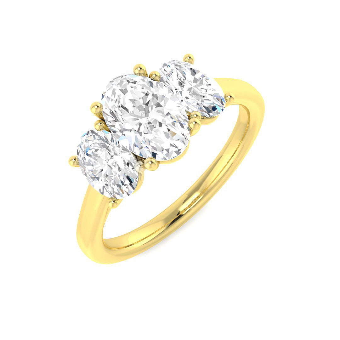 Three Stone Lab-Grown Diamond Ring 1.99ct–2.12ct – SR7201 – 18k Yellow Gold
