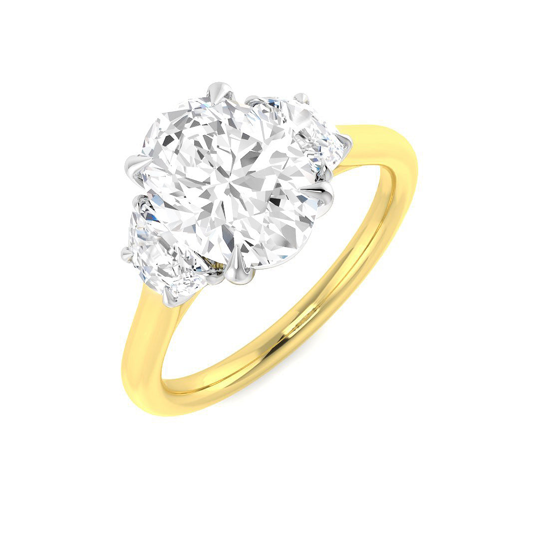 Three Stone Lab-Grown Diamond Ring 1.89ct–3.48ct – SR6236 – 18k Yellow Gold