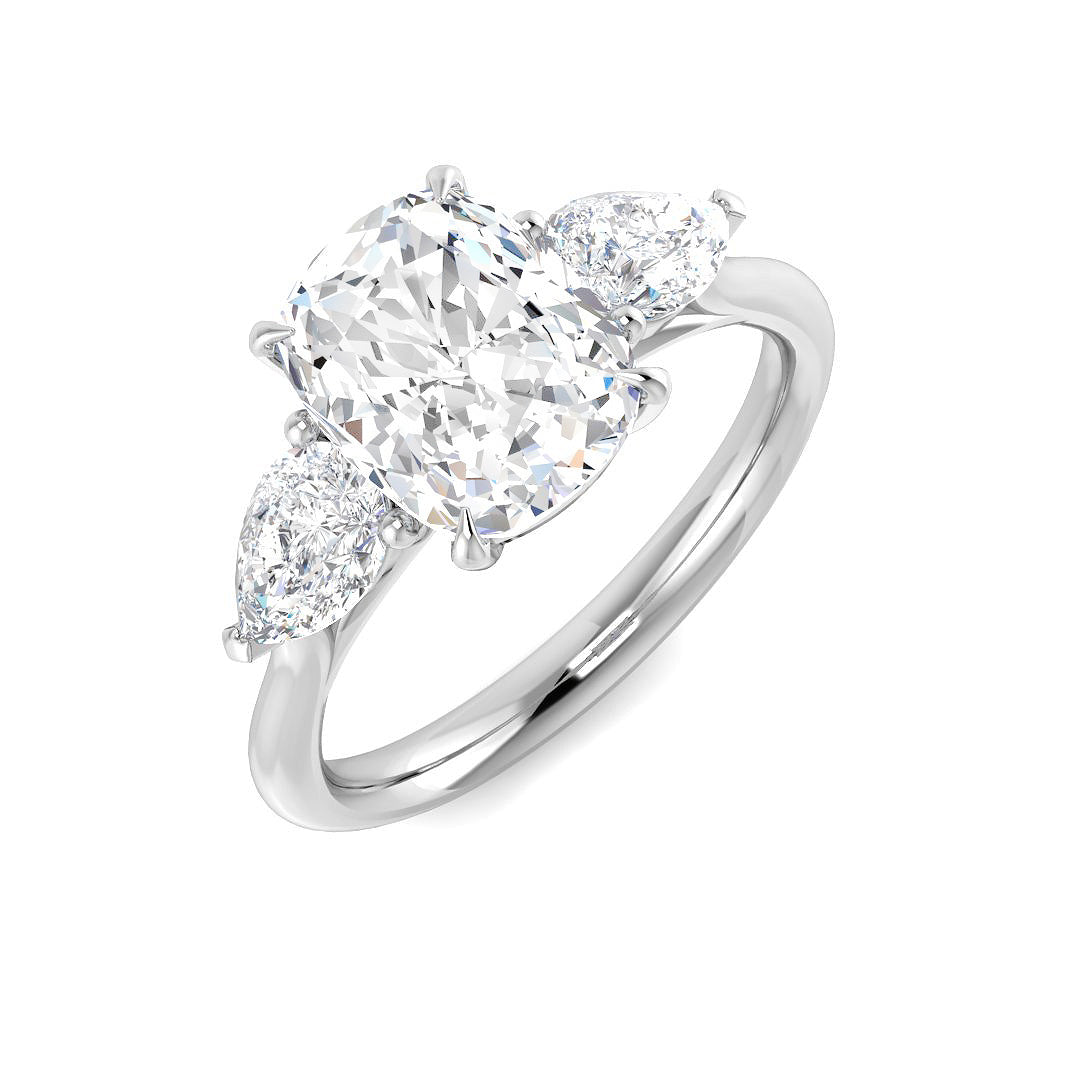 Three Stone Lab-Grown Diamond Ring 1.29ct–2.77ct – SR5787 – 18k White Gold