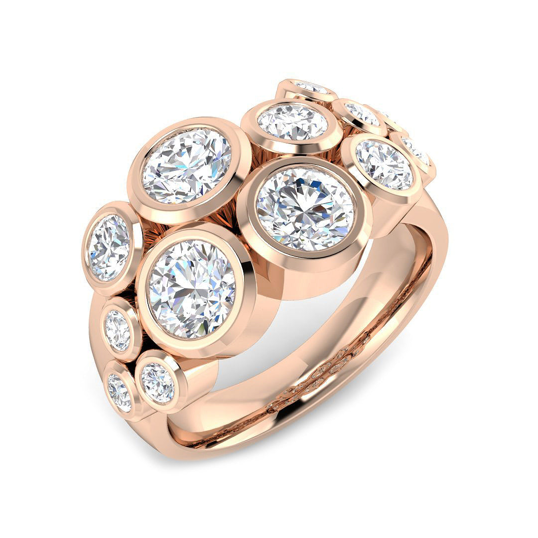 Bubble Diamond Ring 0.8ct–2.52ct – SR814 – 18k Rose Gold