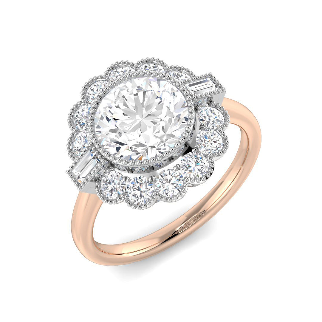 Vintage Lab-Grown Diamond Ring 1.36ct–4.03ct – SR7348 – 18k Rose Gold