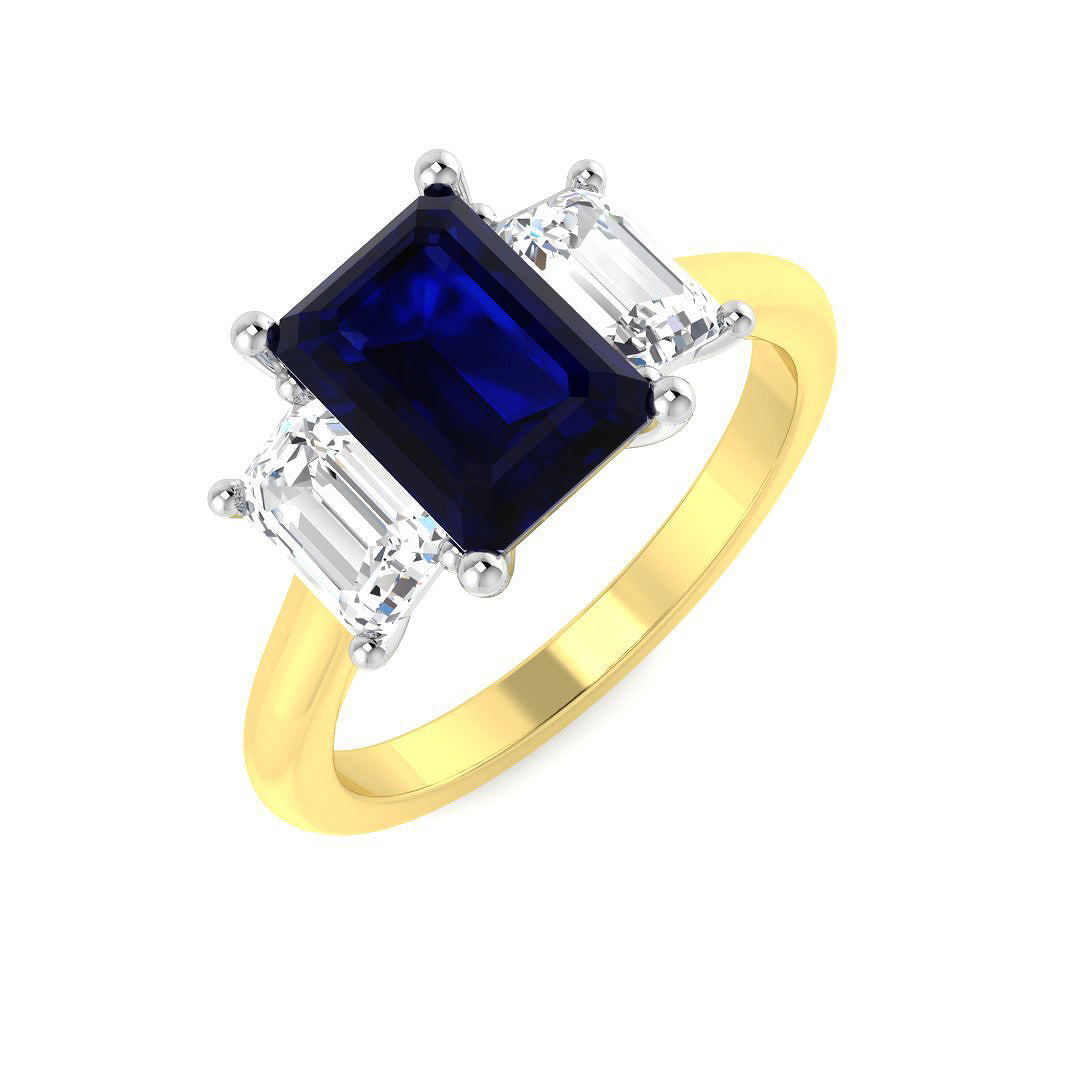 Three Stone Lab-Grown Diamond Ring 3.04ct–3.41ct – SR4517 – 18k Yellow Gold