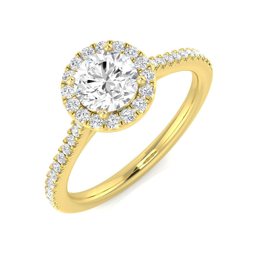 Halo Diamond Ring 0.71ct–0.79ct – SR2487 – 18k Yellow Gold