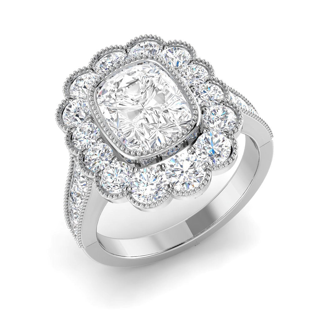 Vintage Lab-Grown Diamond Ring 1.8ct–3.4ct – SR7330 – 18k White Gold