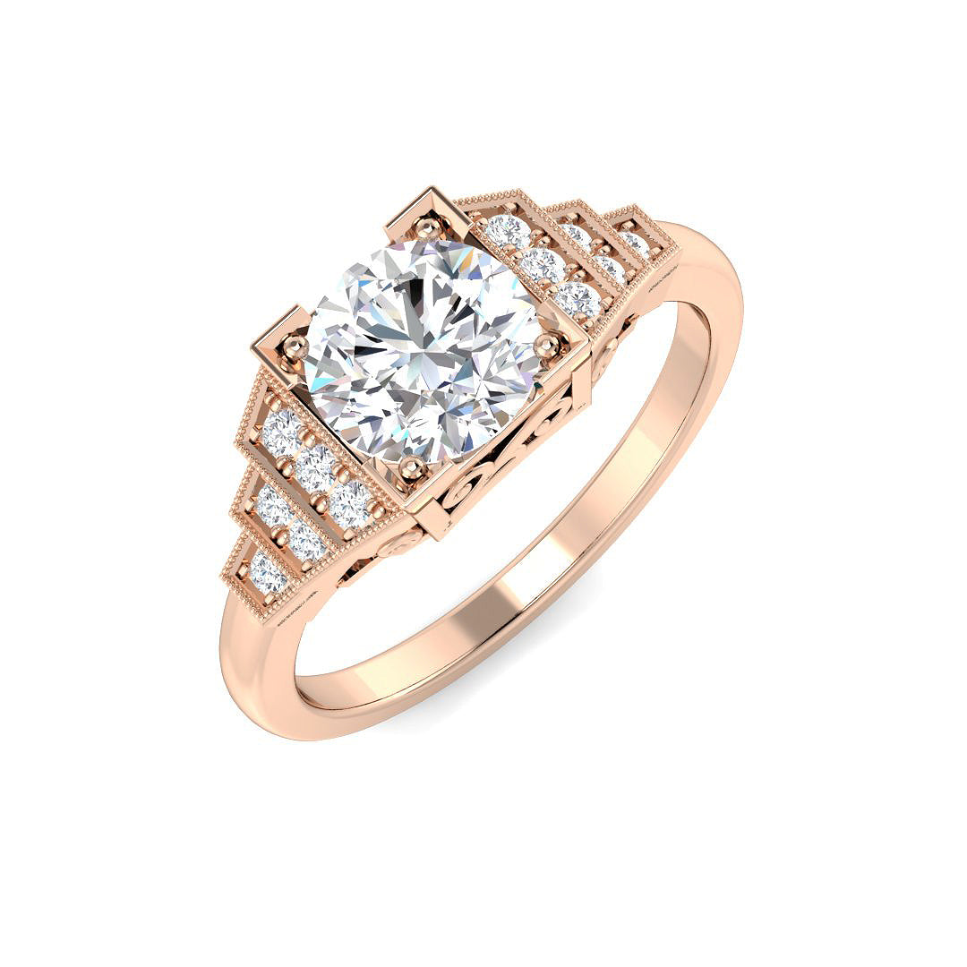 Vintage Lab-Grown Diamond Ring 1.2ct – SR4804 – 18k Rose Gold